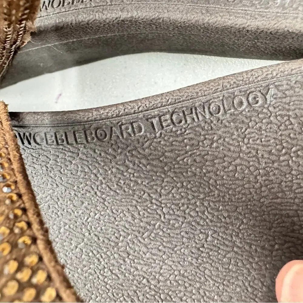 Fitflop Brown Glitter Thong Platform Sandals Womens 11 Beachy Vacation Casual
